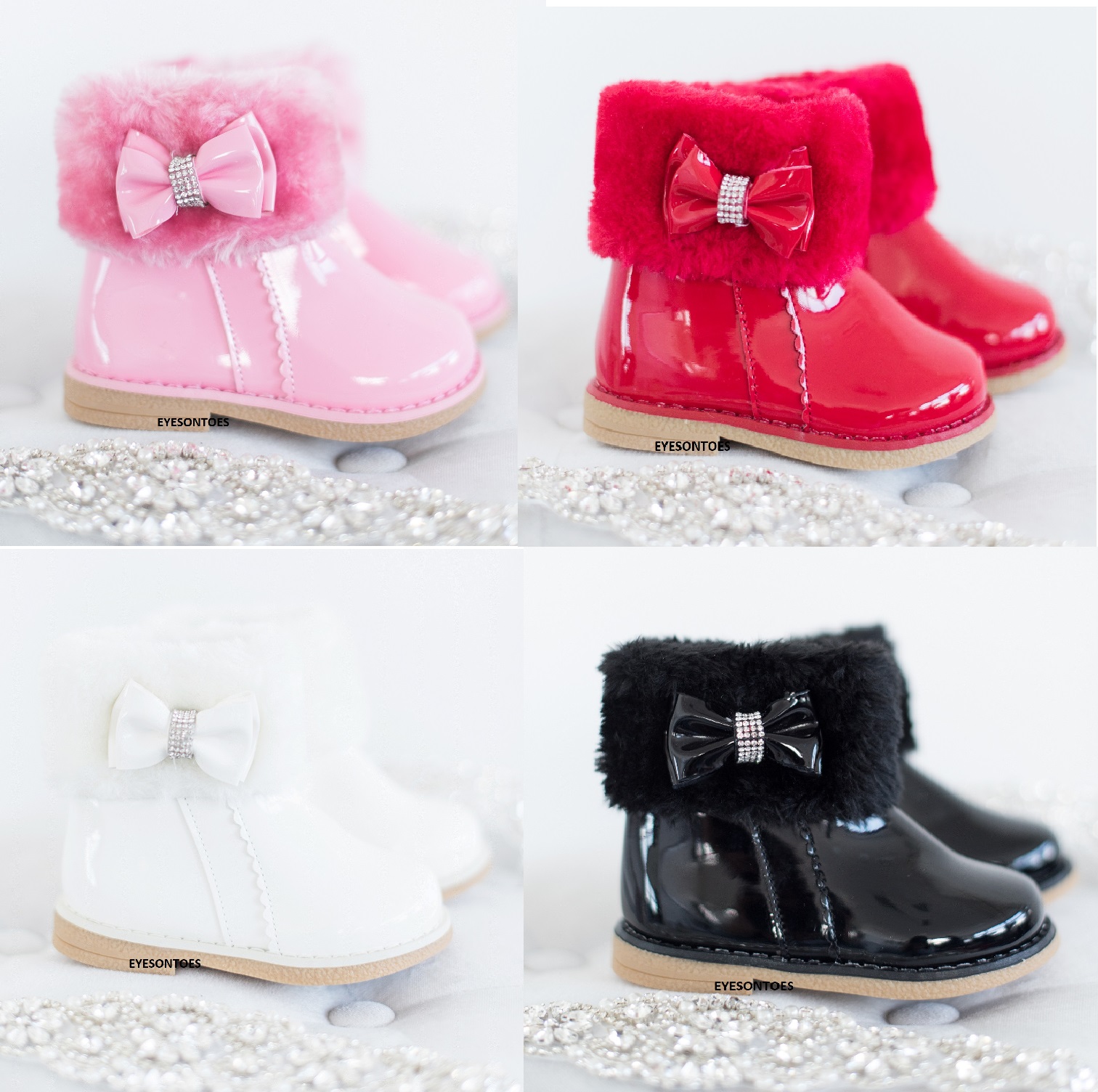 kids white fur boots