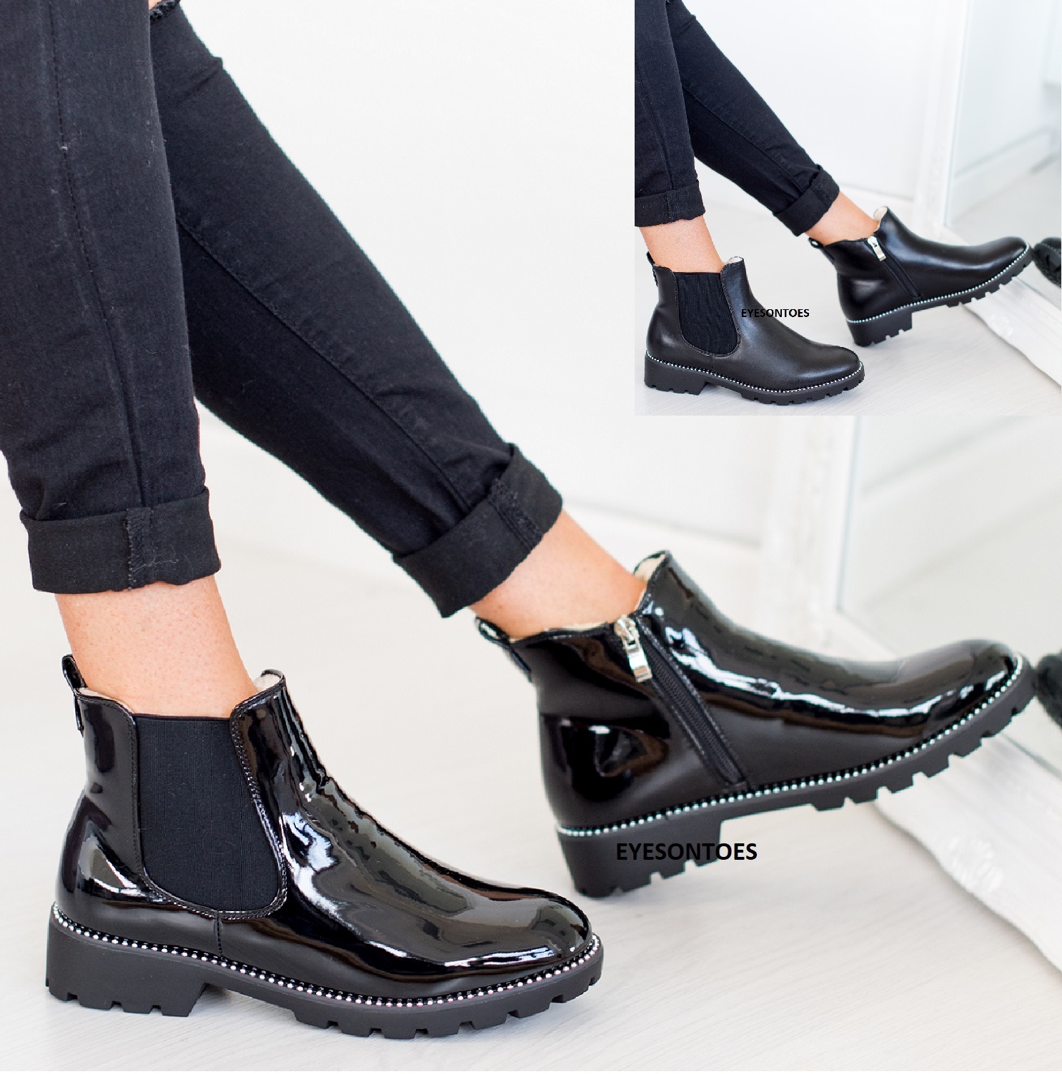 block heel shoes with fur