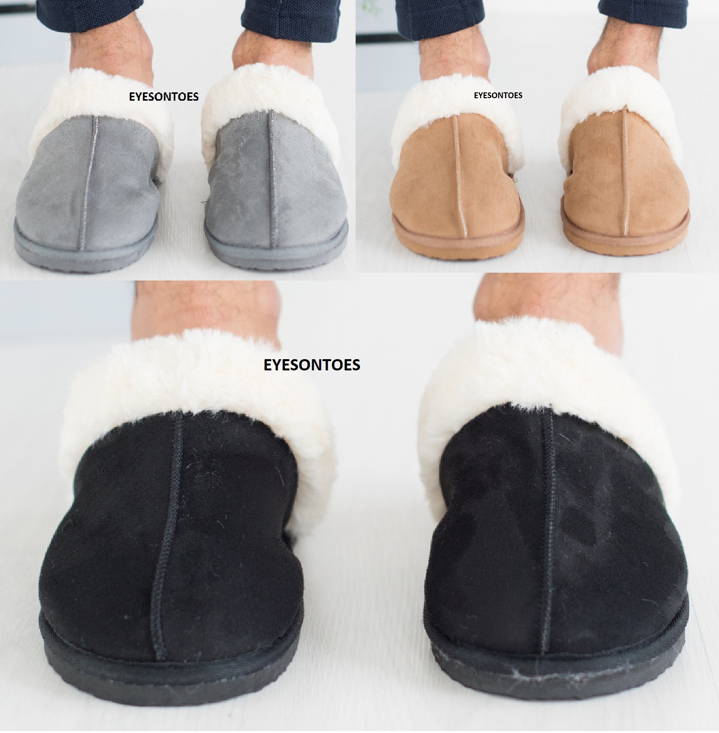 MENS SLIP ON FAUX FUR MULE SOFT HARD SOLE WARM COMFORT WINTER SHOES