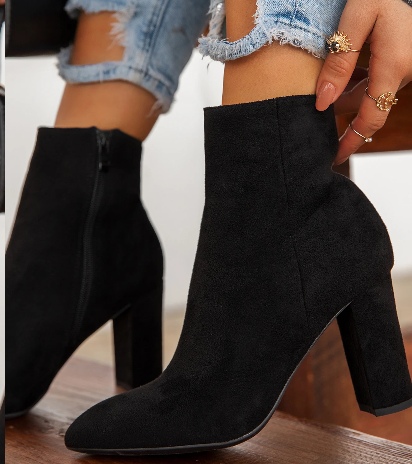 high heel construction boots