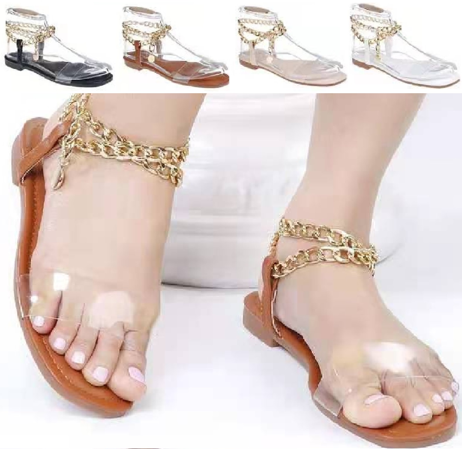 chain flat sandals