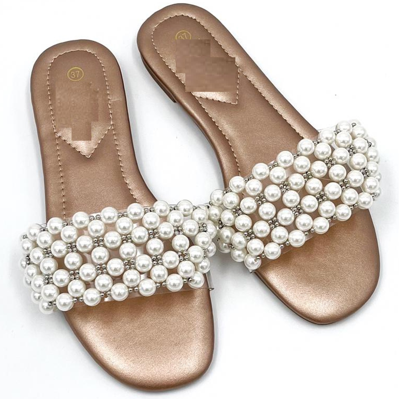 flat mules with pearls
