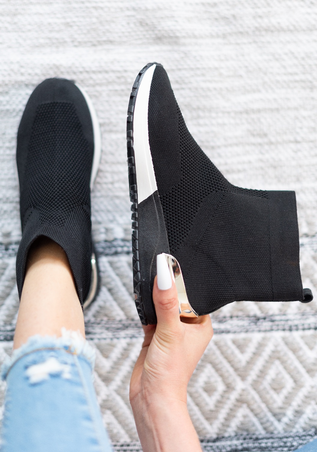 LADIES WOMENS SLIP ON SOCK WEDGE SNEAKERS CLASSIC JOGGING PUMPS SHOES TRAINERS - Picture 27 of 70