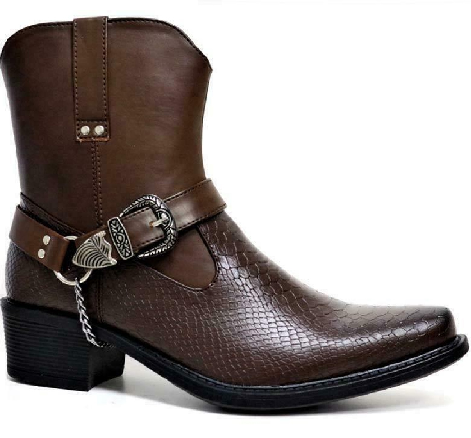 BOTAS DE CADENA DE MOTOCICLISTA DE TACÓN CUBANO PARA CABALLEROS VAQUERO DE TACÓN ALTO CON HEBILLA - Imagen 3 de 4