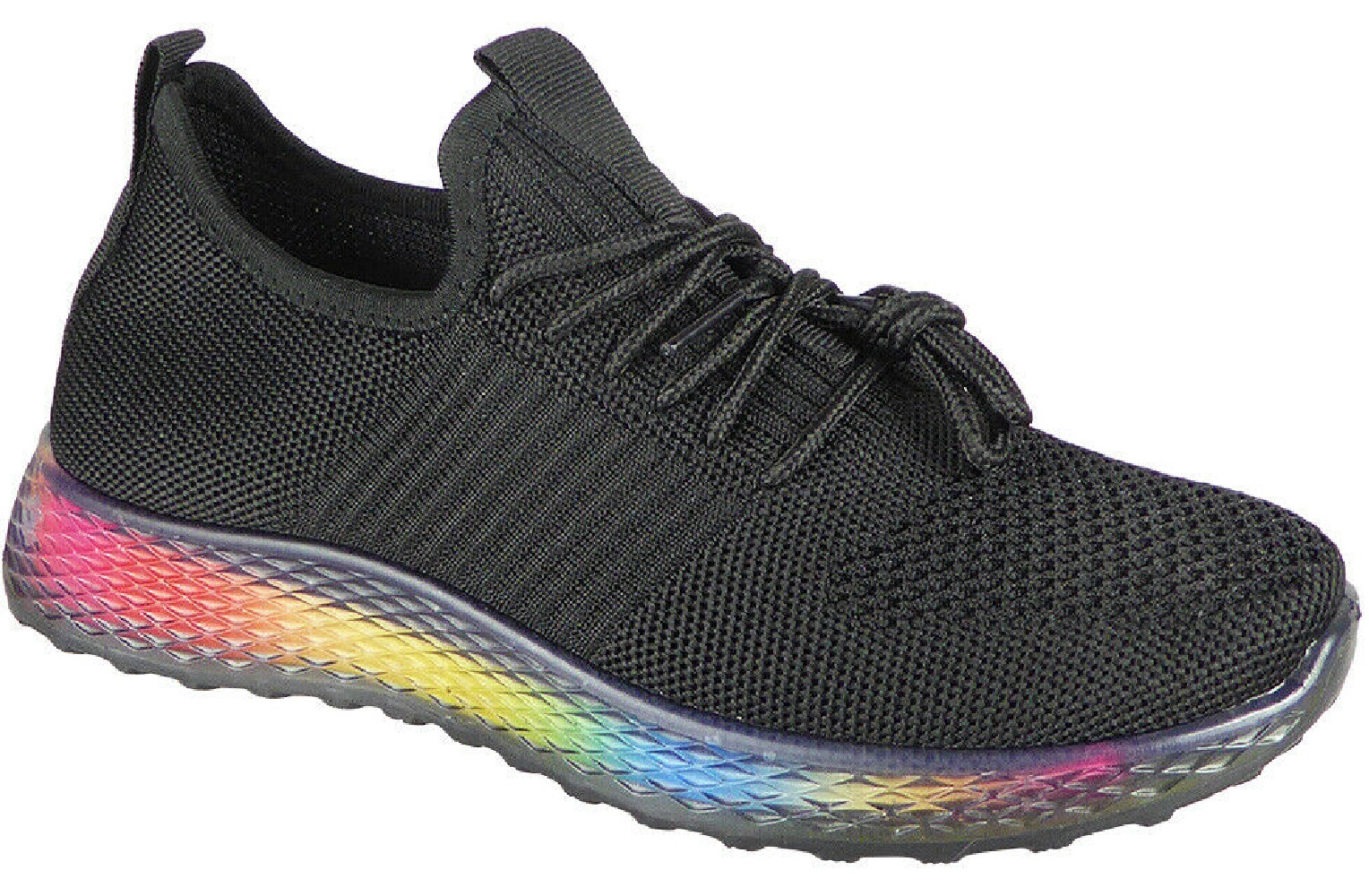 black trainers rainbow sole