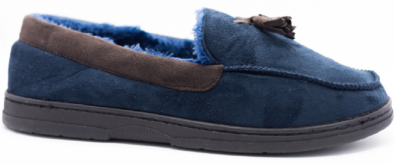 MENS MOCCASINS INDOOR TASSEL WARM FAUX SUEDE SHEEPSKIN FUR LINED WINTER SLIPPERS
