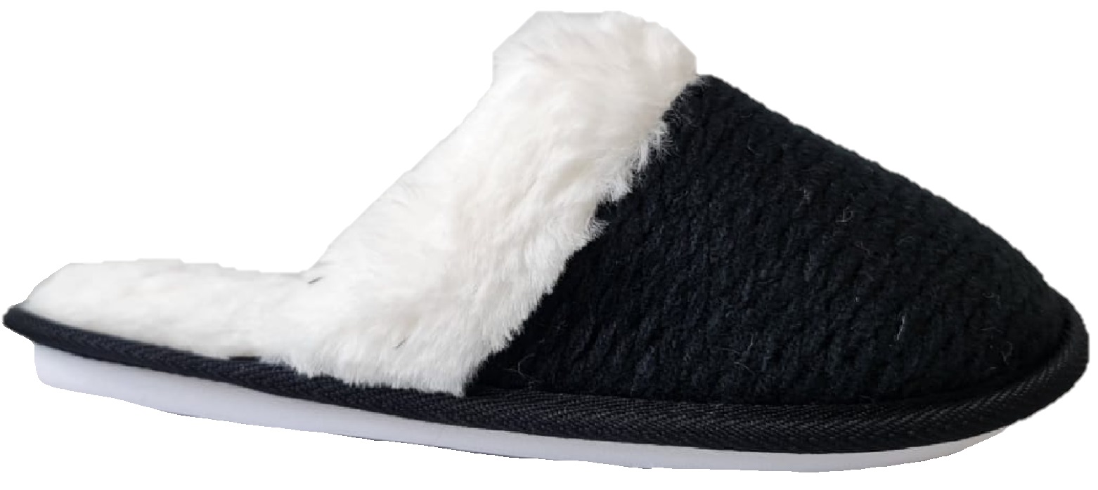 PANTOFOLE DA INTERNO DONNA FLAT SLIP ON FODERA IN PILE A MAGLIA CALDA SUOLA RIGIDA - Foto 7 di 36
