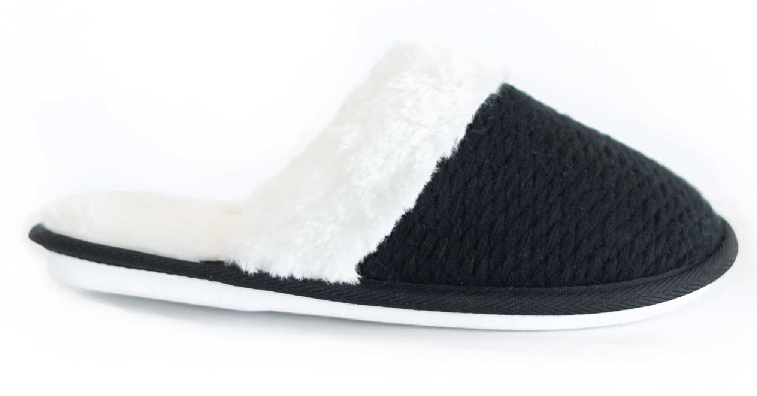 PANTOFOLE DA INTERNO DONNA FLAT SLIP ON FODERA IN PILE A MAGLIA CALDA SUOLA RIGIDA - Foto 6 di 36