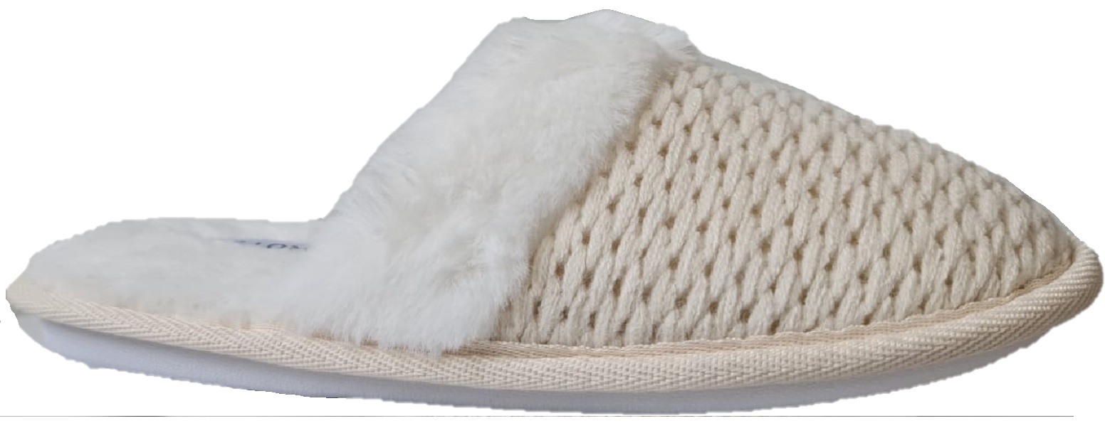 PANTOFOLE DA INTERNO DONNA FLAT SLIP ON FODERA IN PILE A MAGLIA CALDA SUOLA RIGIDA - Foto 14 di 36