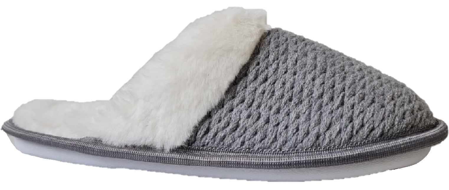 PANTOFOLE DA INTERNO DONNA FLAT SLIP ON FODERA IN PILE A MAGLIA CALDA SUOLA RIGIDA - Foto 21 di 36