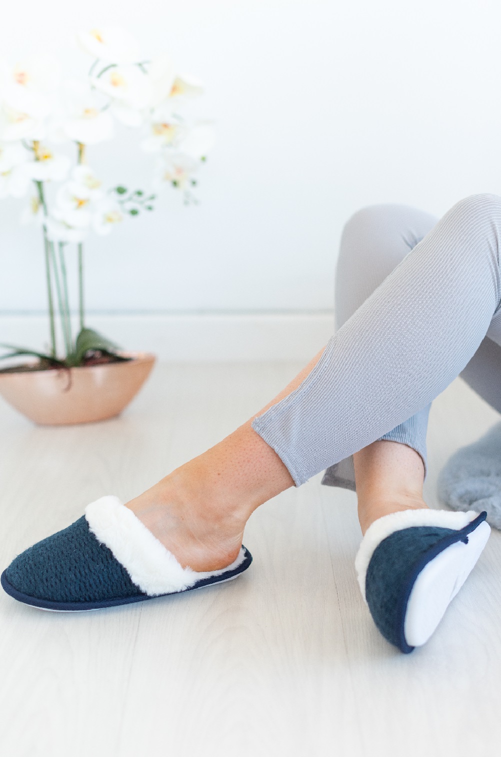 PANTOFOLE DA INTERNO DONNA FLAT SLIP ON FODERA IN PILE A MAGLIA CALDA SUOLA RIGIDA - Foto 23 di 36