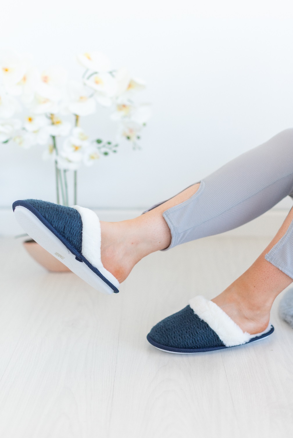 PANTOFOLE DA INTERNO DONNA FLAT SLIP ON FODERA IN PILE A MAGLIA CALDA SUOLA RIGIDA - Foto 26 di 36
