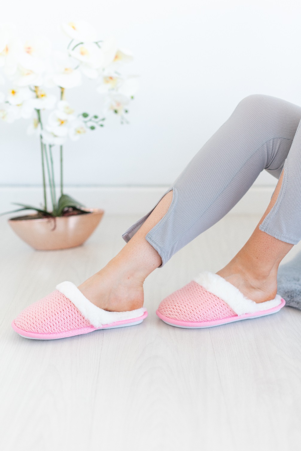 PANTOFOLE DA INTERNO DONNA FLAT SLIP ON FODERA IN PILE A MAGLIA CALDA SUOLA RIGIDA - Foto 31 di 36
