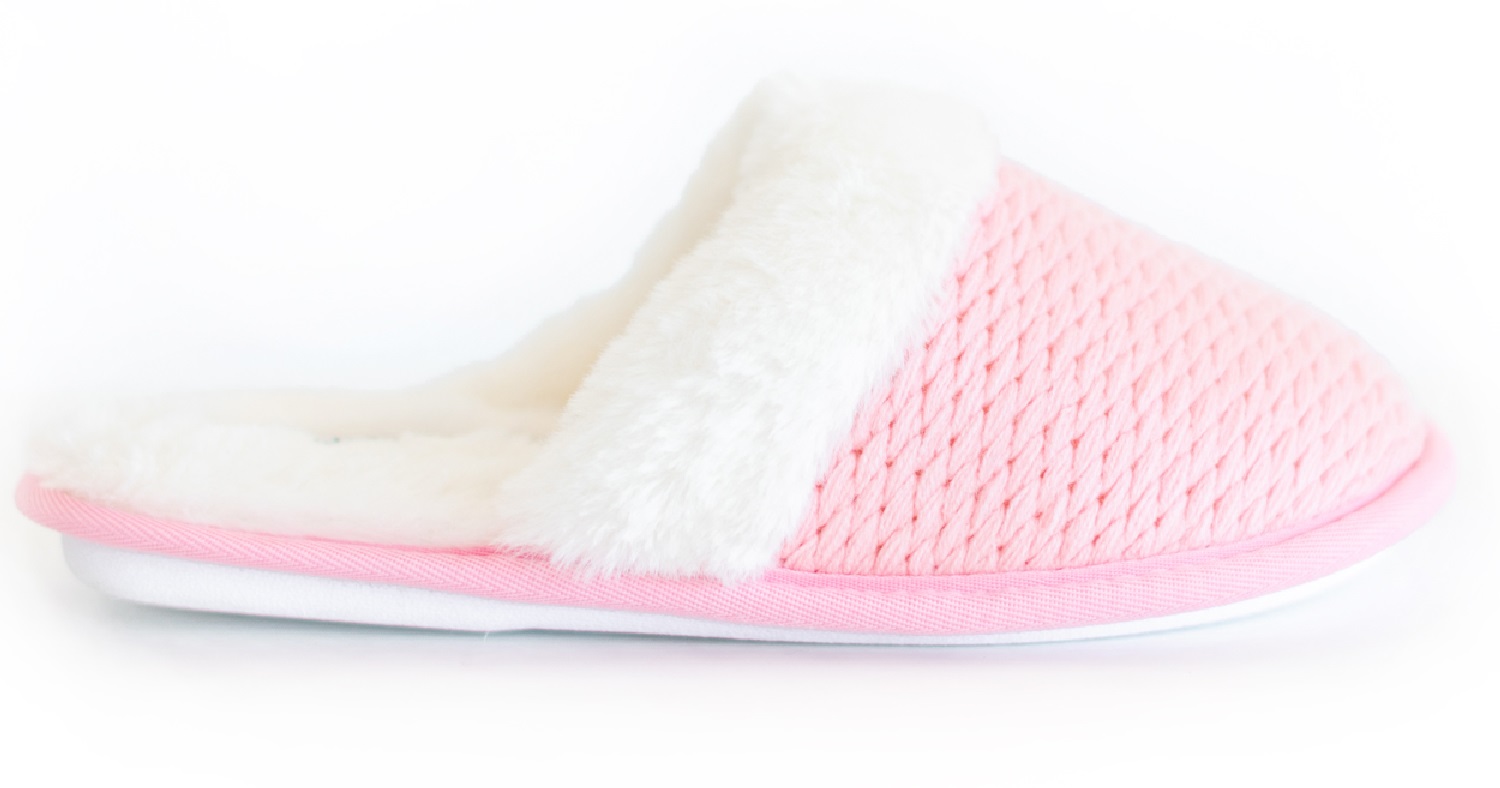 PANTOFOLE DA INTERNO DONNA FLAT SLIP ON FODERA IN PILE A MAGLIA CALDA SUOLA RIGIDA - Foto 34 di 36