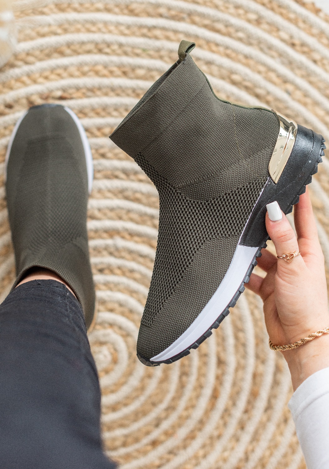 LADIES WOMENS SLIP ON SOCK WEDGE SNEAKERS CLASSIC JOGGING PUMPS SHOES TRAINERS - Picture 50 of 70