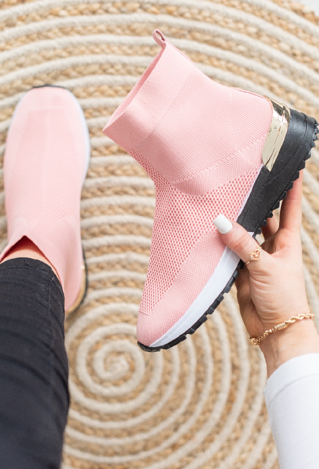 LADIES WOMENS SLIP ON SOCK WEDGE SNEAKERS CLASSIC JOGGING PUMPS SHOES TRAINERS - Picture 59 of 70