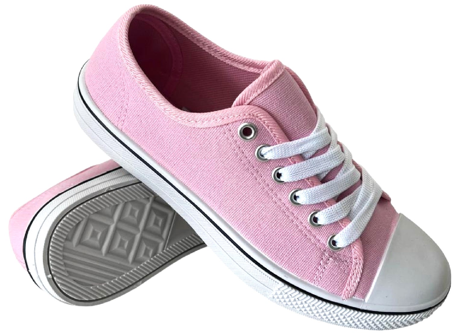 DONNA DONNA SCARPE DA GINNASTICA PIATTE STRINGATE RAGAZZE DÉCOLLETÉ TELA PLIMSOLLS MISURA 3-8 - Foto 15 di 89