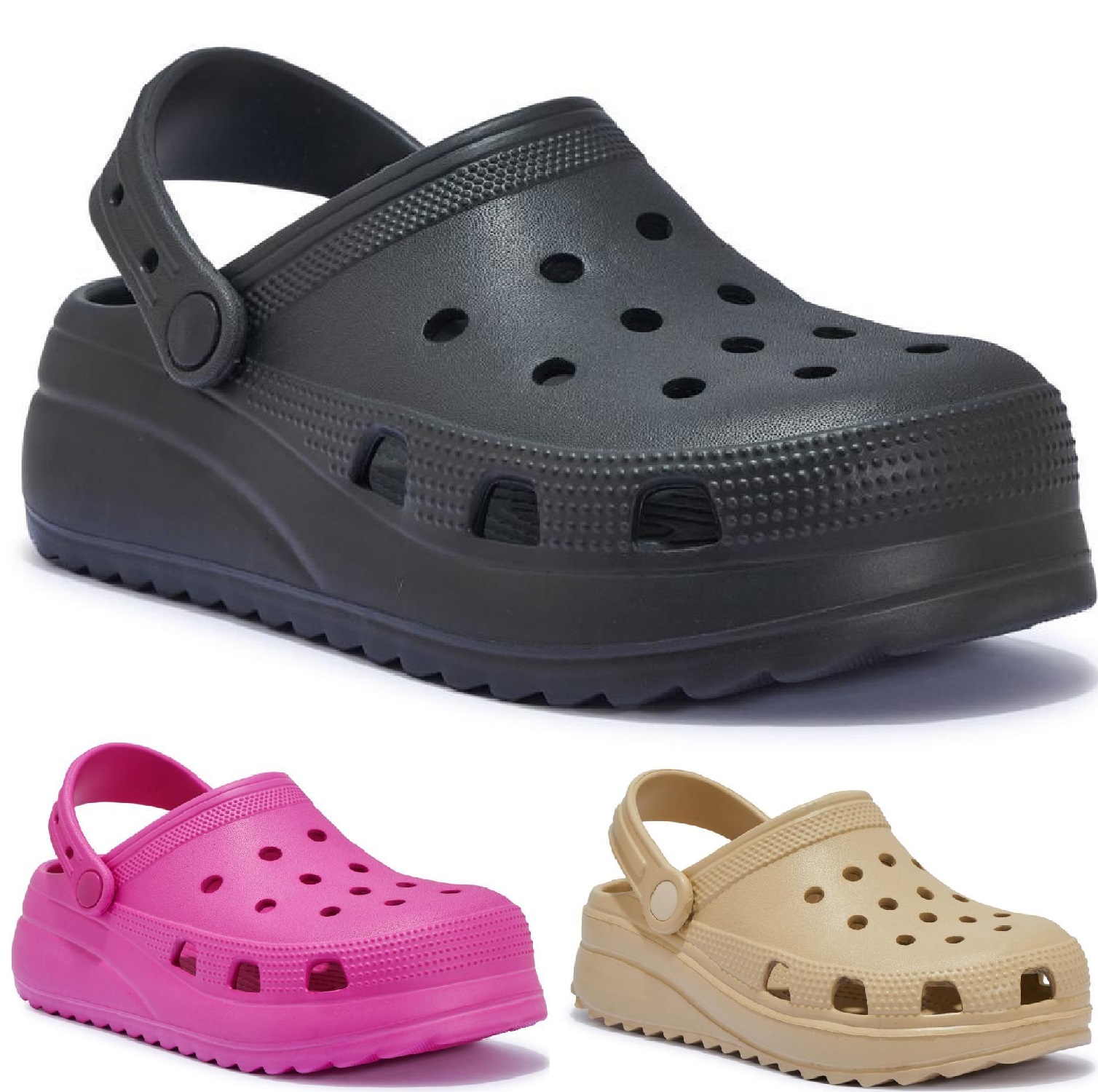 MUJERES DAMAS ZUECOS VERANO PLATAFORMA CUÑA PISCINA DESLIZADORES PLAYA HOILDAY SANDALIAS TALLA - Imagen 9 de 9
