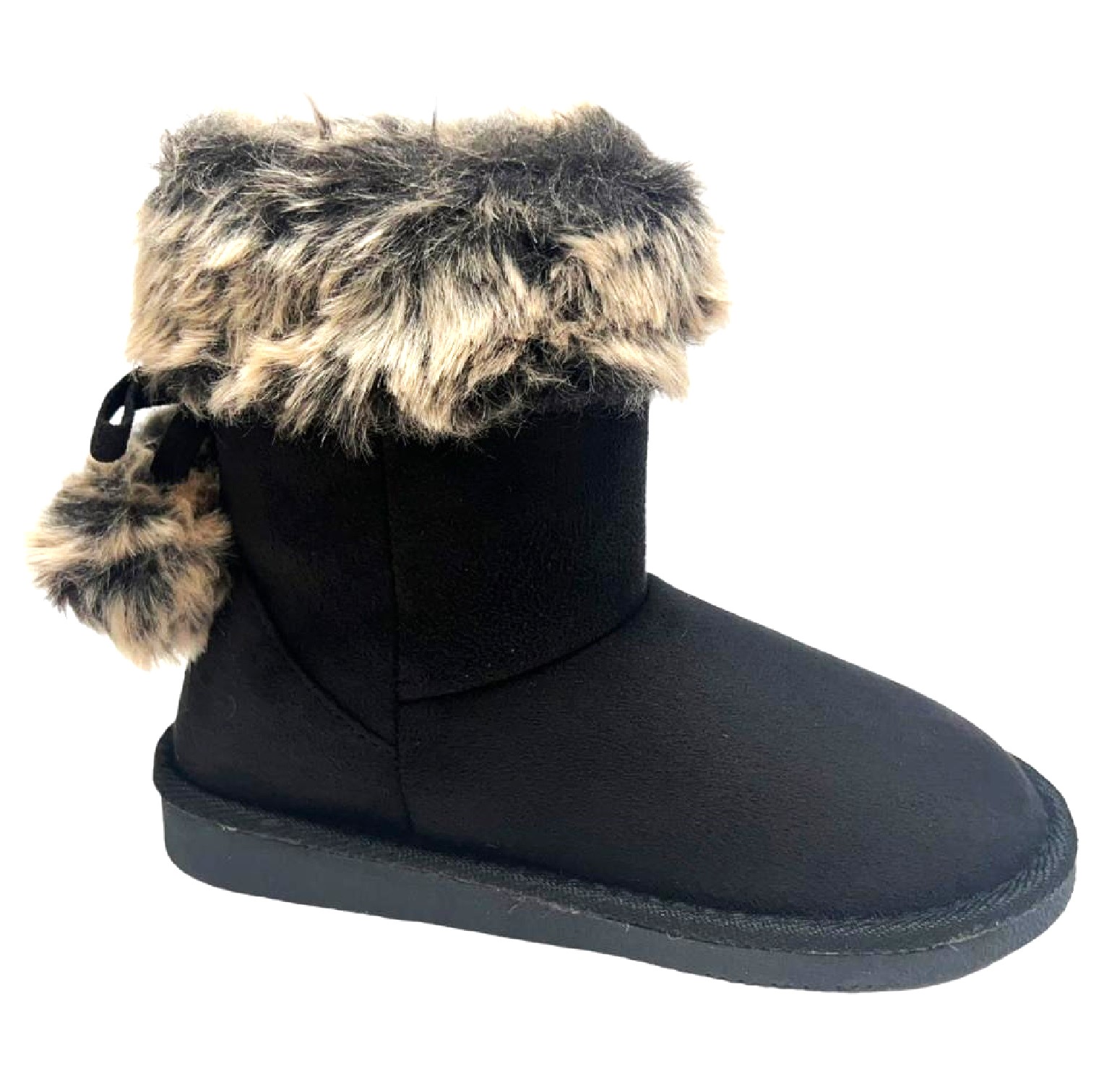 KIDS GIRLS WARM WINTER ANKLE FAUX FUR LINED WALKING SNUGG BOOTS SHOES SIZE 1-5