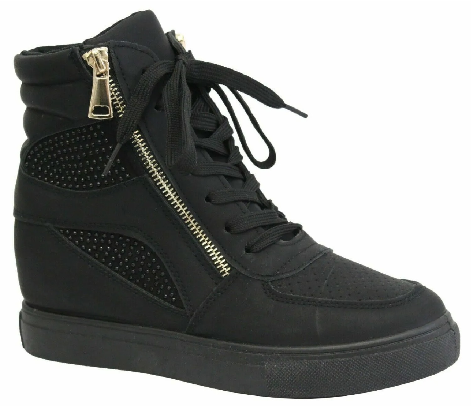 DAMAS MUJERES DIAMANTE CUÑA OCULTA ZAPATILLAS ALTAS BOTINES ZAPATILLAS TALLA - Imagen 2 de 9