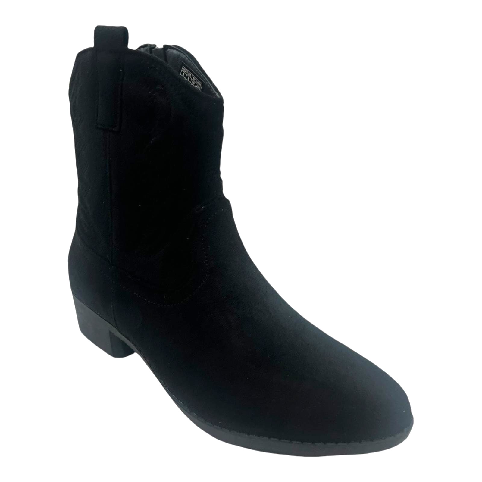 LADIES WOMENFAUX SUEDE WESTERN TEXAS COWBOY ANKLE S BLOCK HEEL ZIP UP BOOTS SIZE - Picture 3 of 19