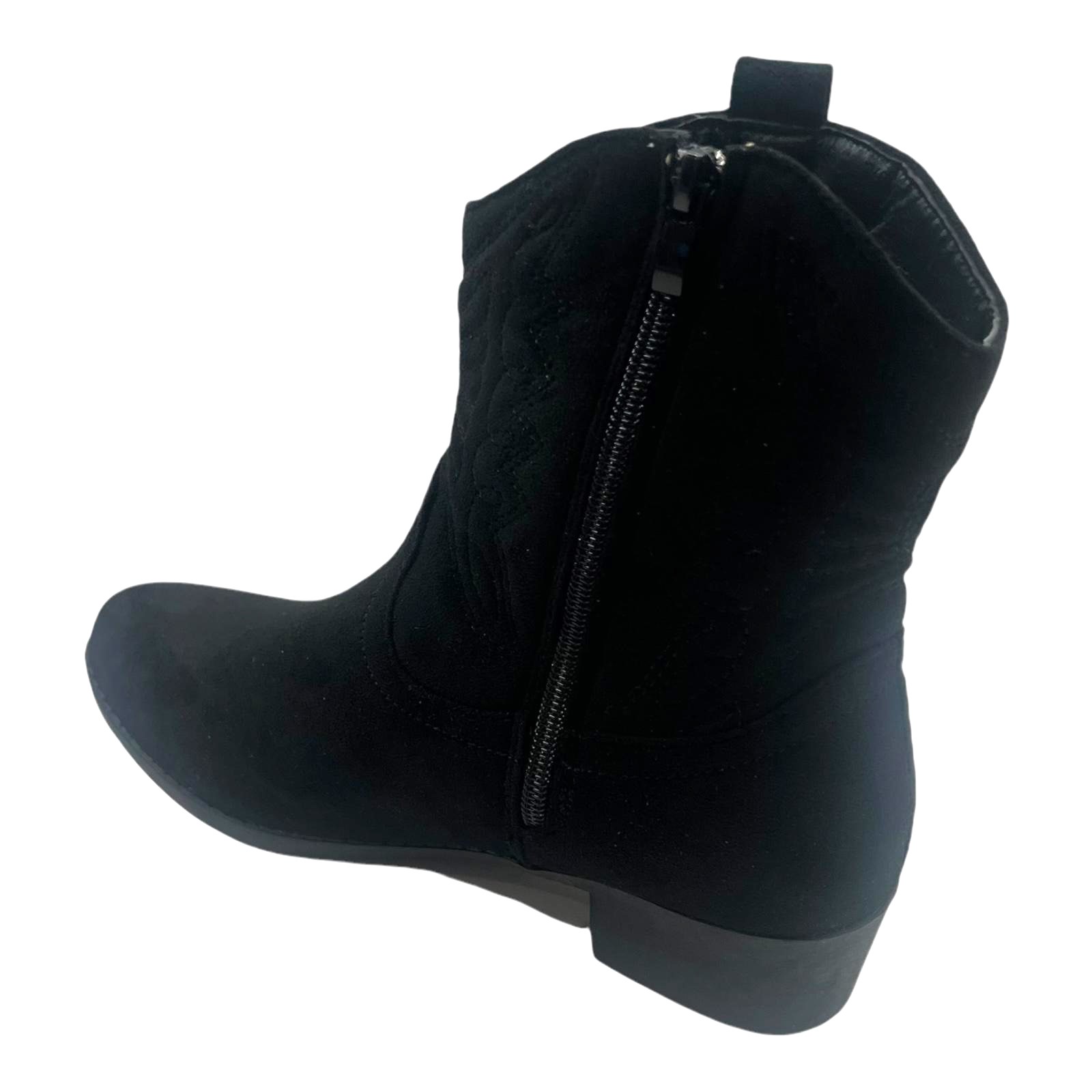LADIES WOMENFAUX SUEDE WESTERN TEXAS COWBOY ANKLE S BLOCK HEEL ZIP UP BOOTS SIZE - Picture 7 of 19