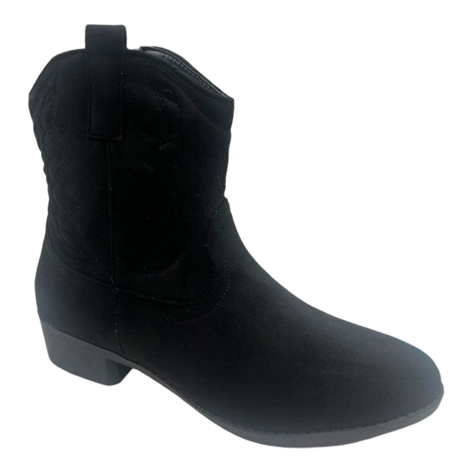 LADIES WOMENFAUX SUEDE WESTERN TEXAS COWBOY ANKLE S BLOCK HEEL ZIP UP BOOTS SIZE