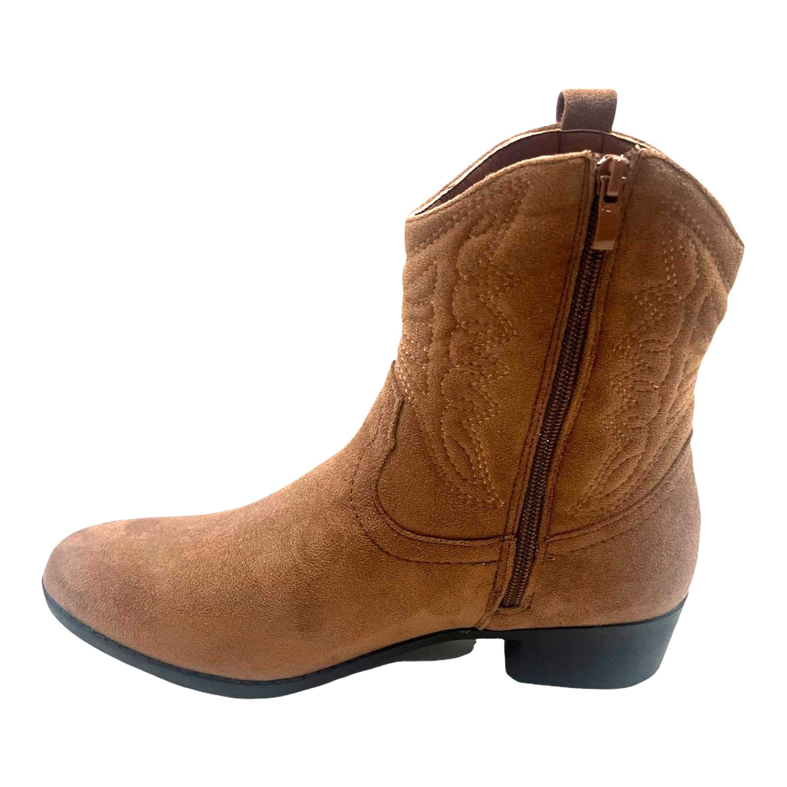 LADIES WOMENFAUX SUEDE WESTERN TEXAS COWBOY ANKLE S BLOCK HEEL ZIP UP BOOTS SIZE - Picture 12 of 19