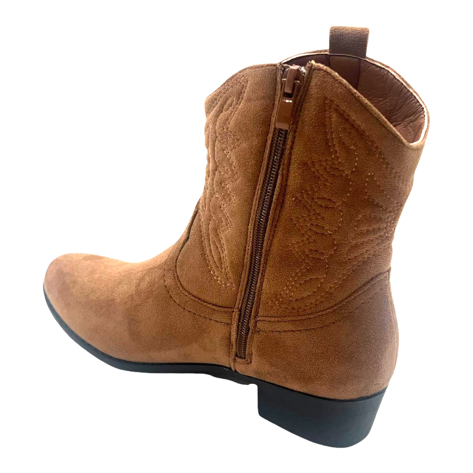 LADIES WOMENFAUX SUEDE WESTERN TEXAS COWBOY ANKLE S BLOCK HEEL ZIP UP BOOTS SIZE - Picture 13 of 19