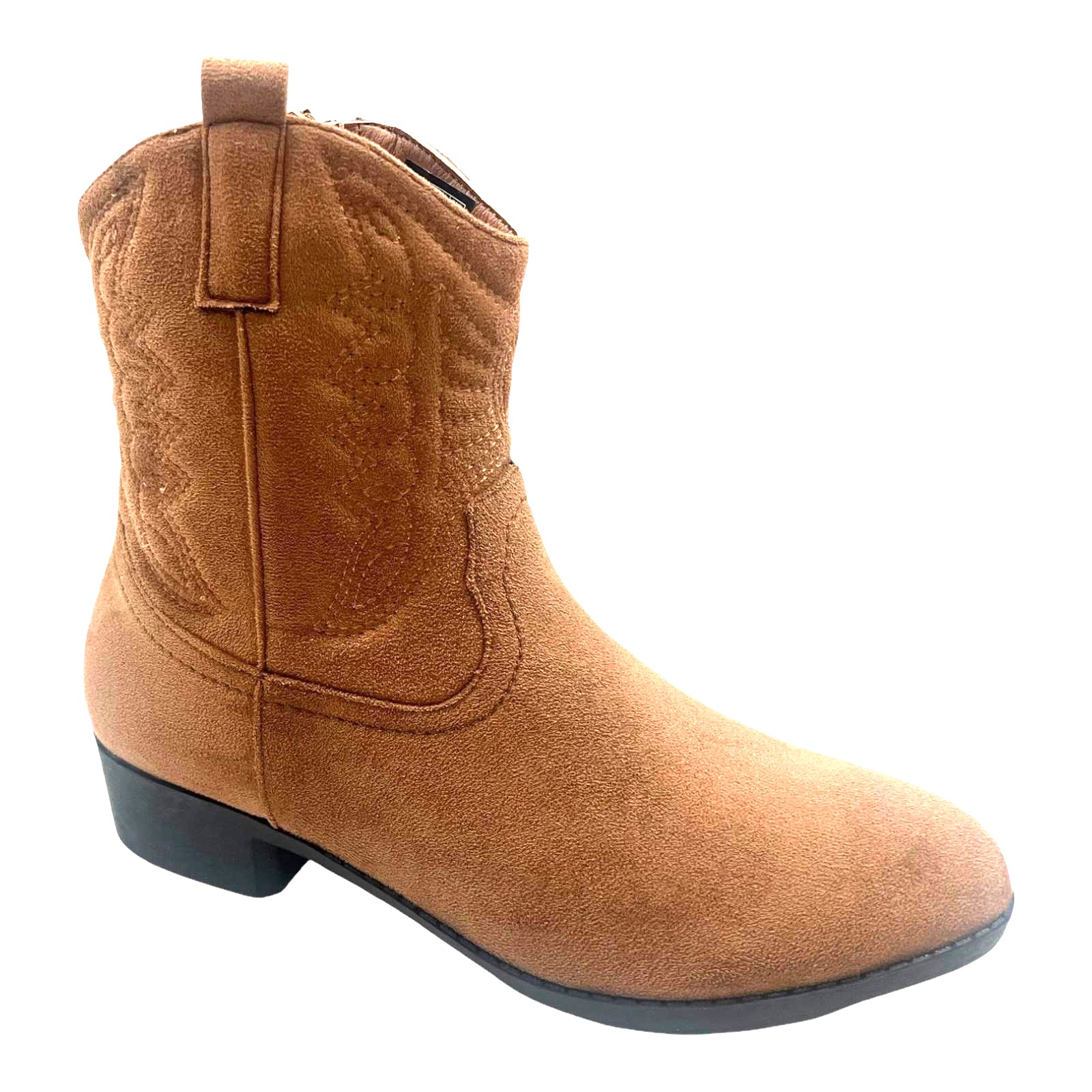 LADIES WOMENFAUX SUEDE WESTERN TEXAS COWBOY ANKLE S BLOCK HEEL ZIP UP BOOTS SIZE - Picture 8 of 19