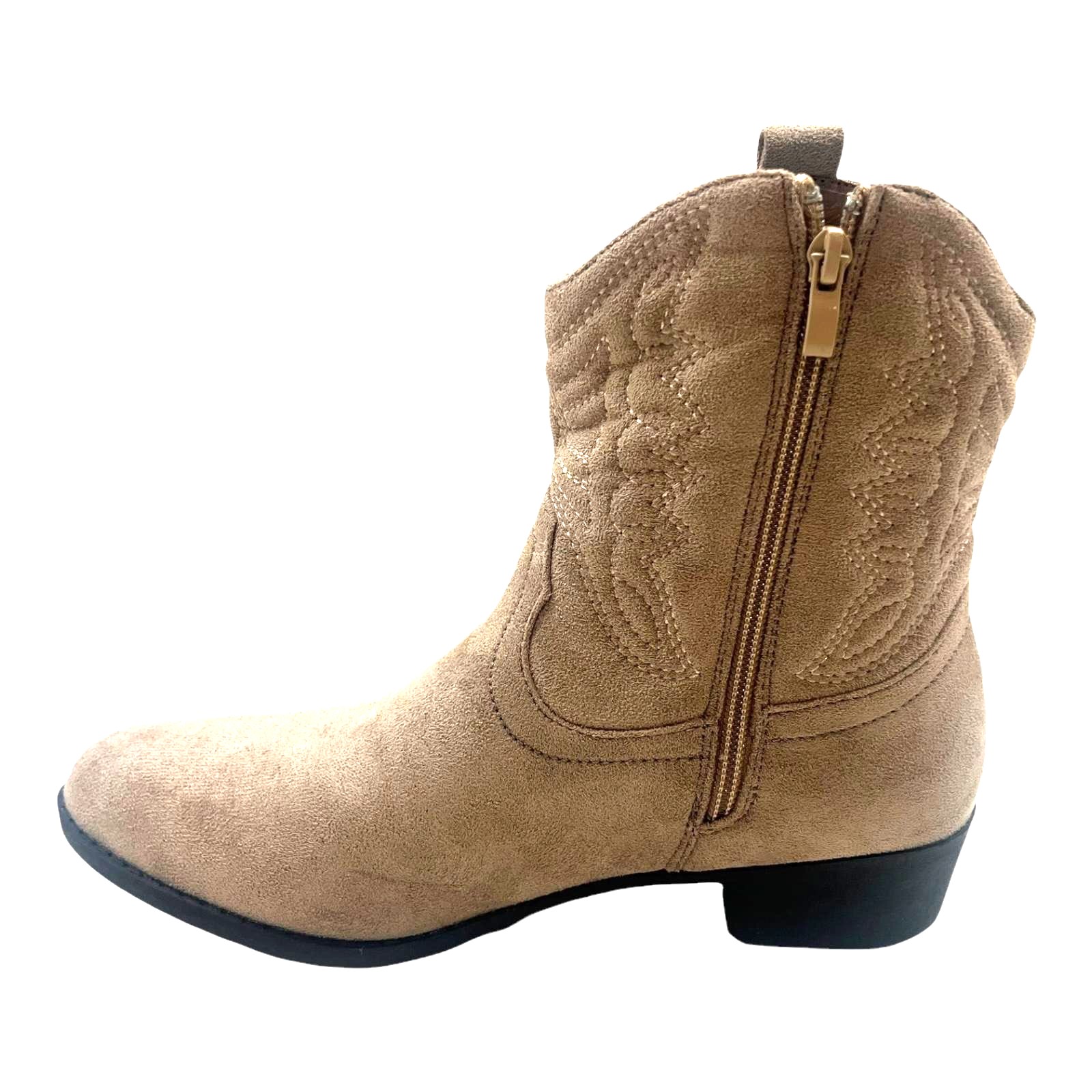 LADIES WOMENFAUX SUEDE WESTERN TEXAS COWBOY ANKLE S BLOCK HEEL ZIP UP BOOTS SIZE - Picture 18 of 19
