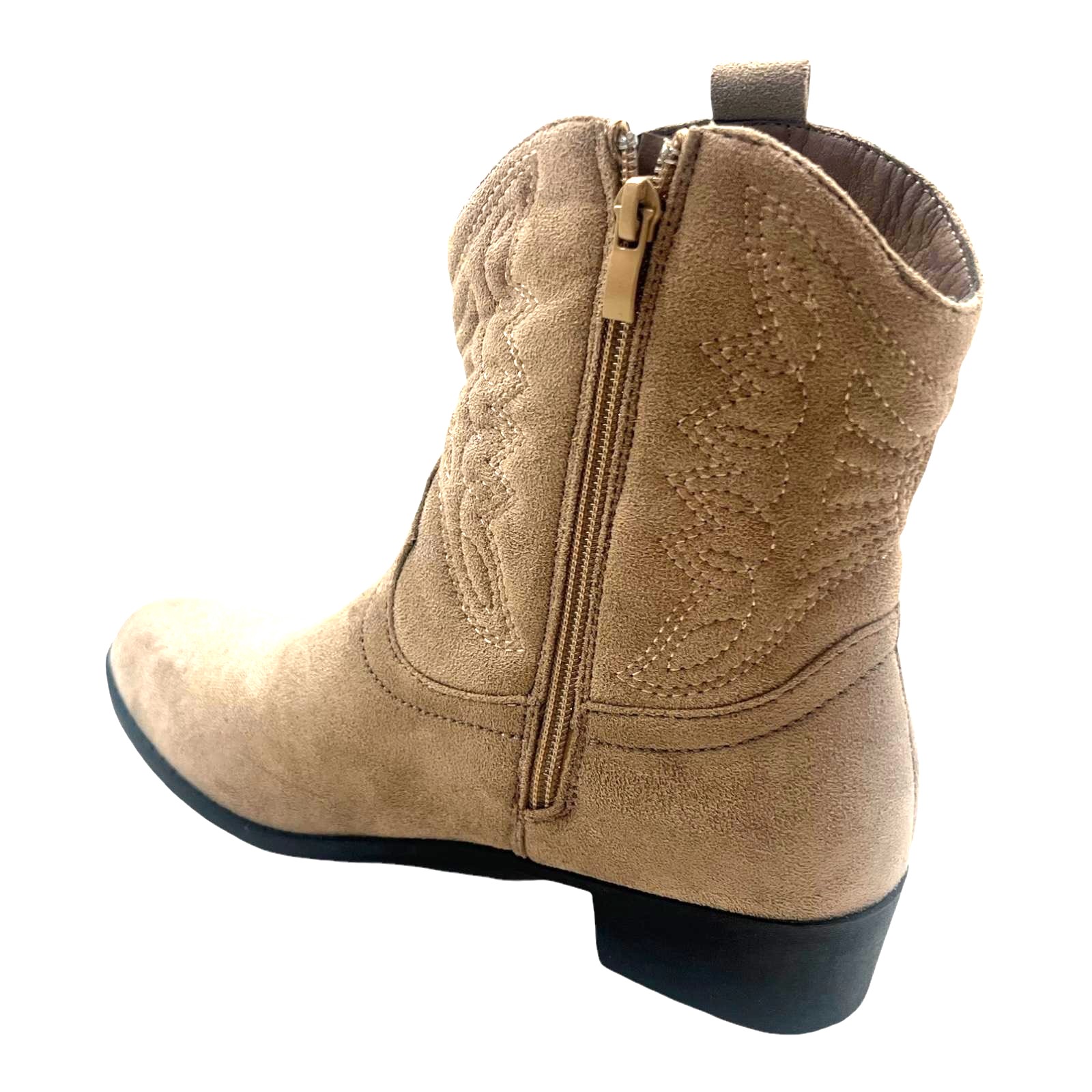 LADIES WOMENFAUX SUEDE WESTERN TEXAS COWBOY ANKLE S BLOCK HEEL ZIP UP BOOTS SIZE - Picture 19 of 19