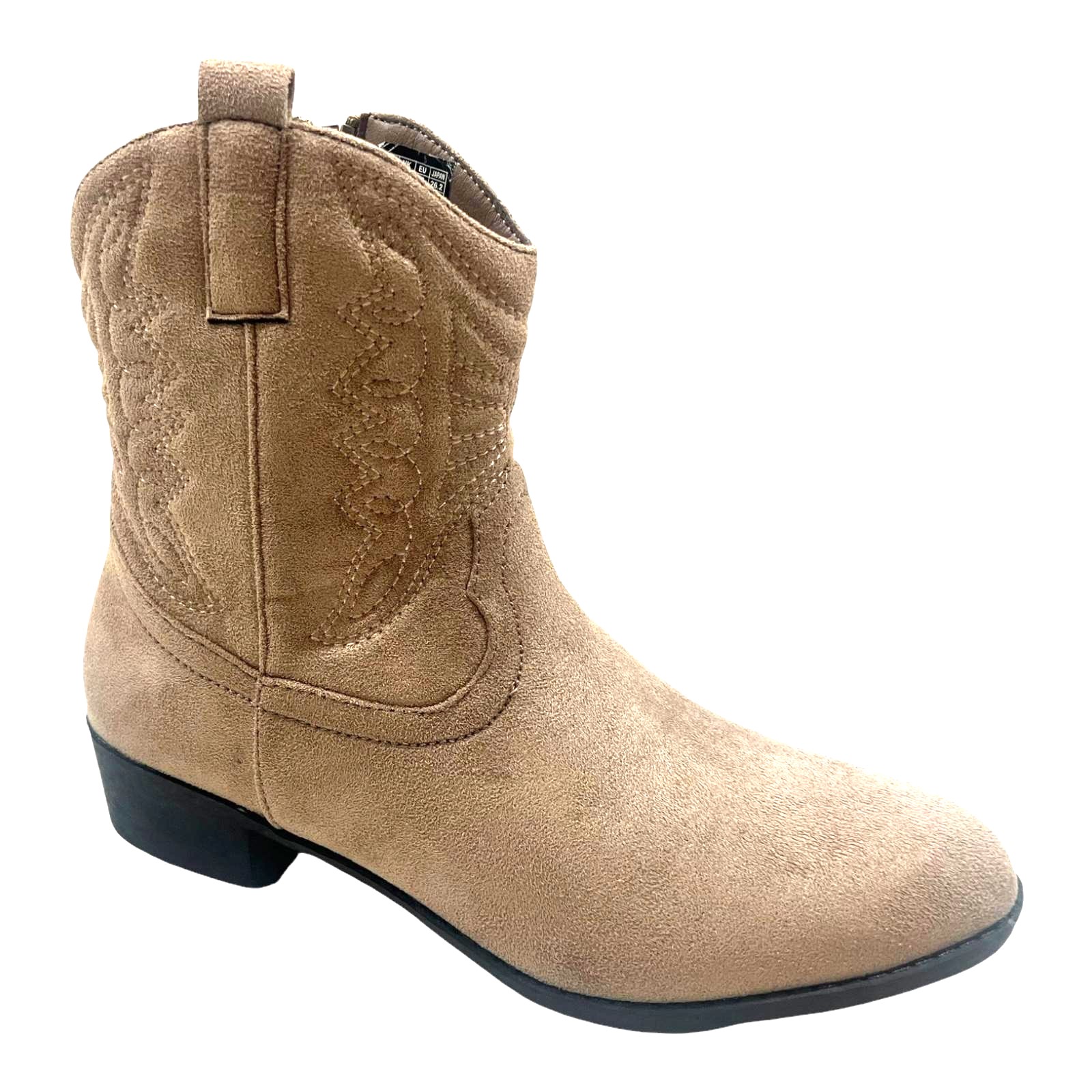 LADIES WOMENFAUX SUEDE WESTERN TEXAS COWBOY ANKLE S BLOCK HEEL ZIP UP BOOTS SIZE - Picture 14 of 19
