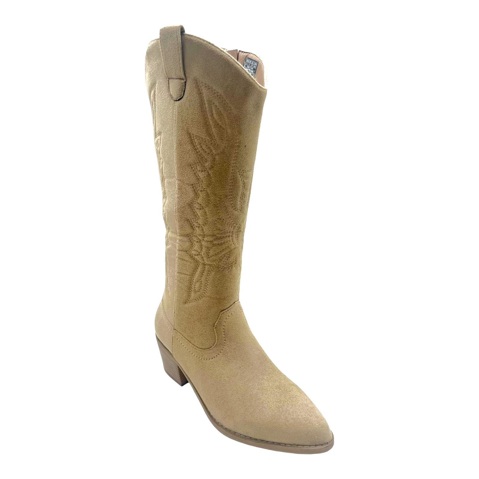 LADIES WOMENS WESTERN MID CALF FAUX SUEDE ZIP UP POINTY COWBOY BOOTS SHOES SIZE - Picture 22 of 26