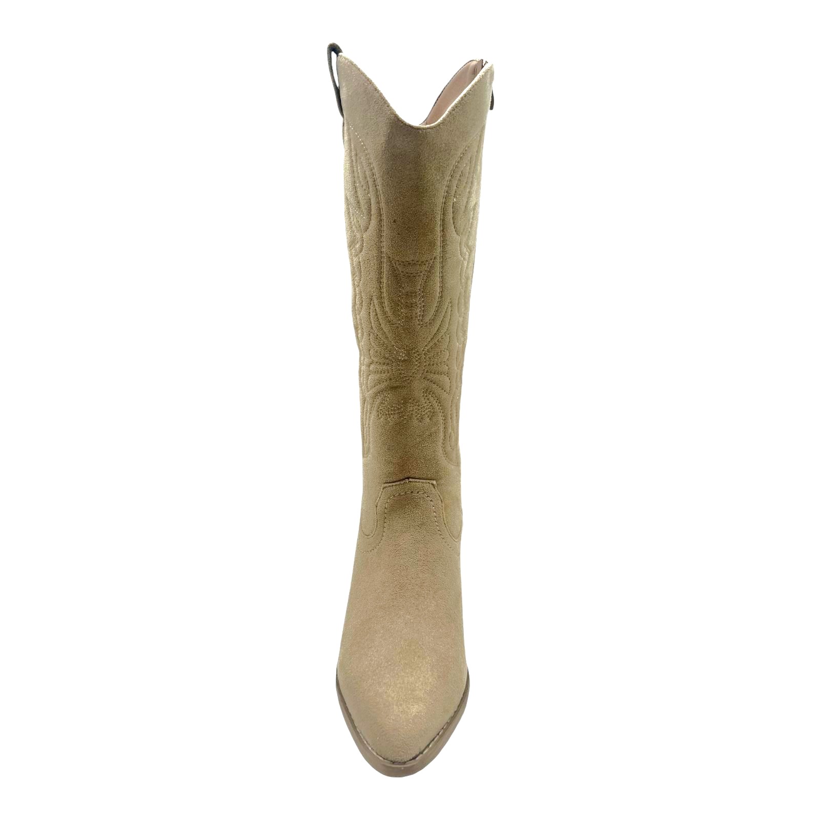 LADIES WOMENS WESTERN MID CALF FAUX SUEDE ZIP UP POINTY COWBOY BOOTS SHOES SIZE - Picture 23 of 26