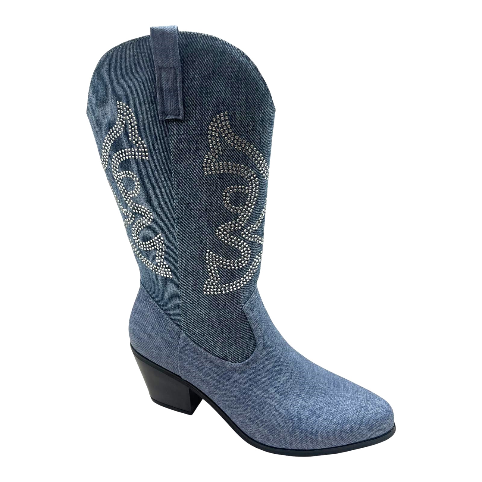 LADIES WOMENS WESTERN MID CALF FAUX SUEDE ZIP UP POINTY COWBOY BOOTS SHOES SIZE - Picture 8 of 26
