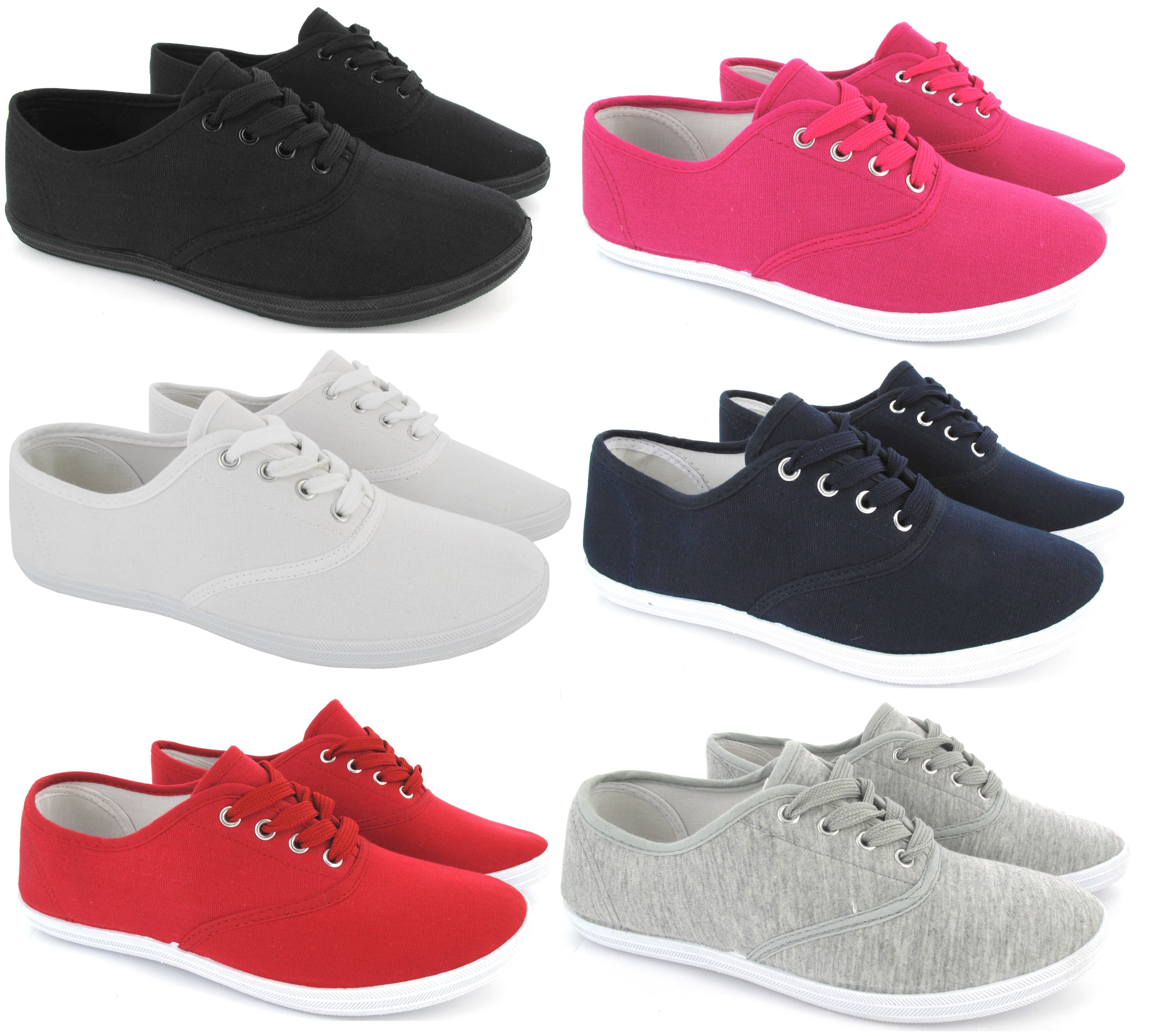 LADIES WOMENS PLIMSOLES LACE UP FLAT PUMPS PLIMSOLLS CANVAS GIRLS ...