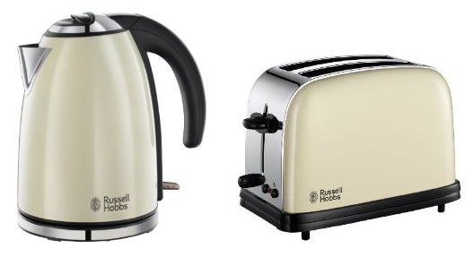 Russell Hobbs Colours Matching Jug Kettle 18943 & 2-Slice Toaster Cream ...