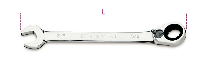 Beta Tools 142-Reversible Ratcheting Combination Wrench 10X10mm 159 mm