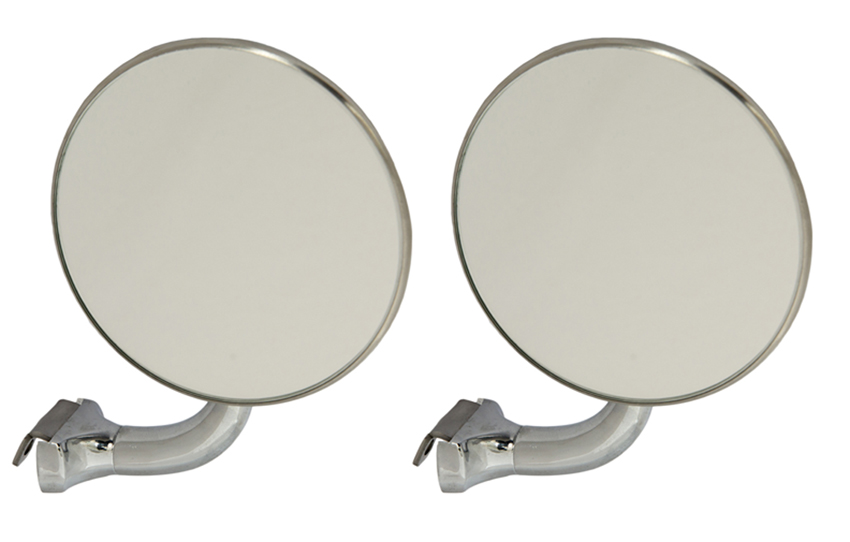 Motamec Classic Car 10 Side Door Wing Mirror x2 Chrome Steel Square