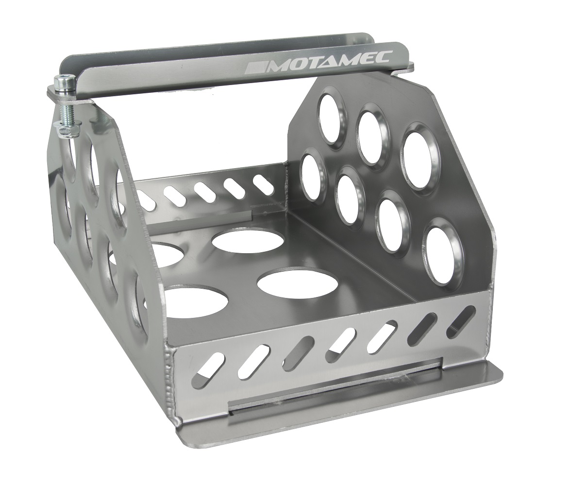 Motamec Std Size Alloy Car Battery Tray Aluminium Box Holder Titanium
