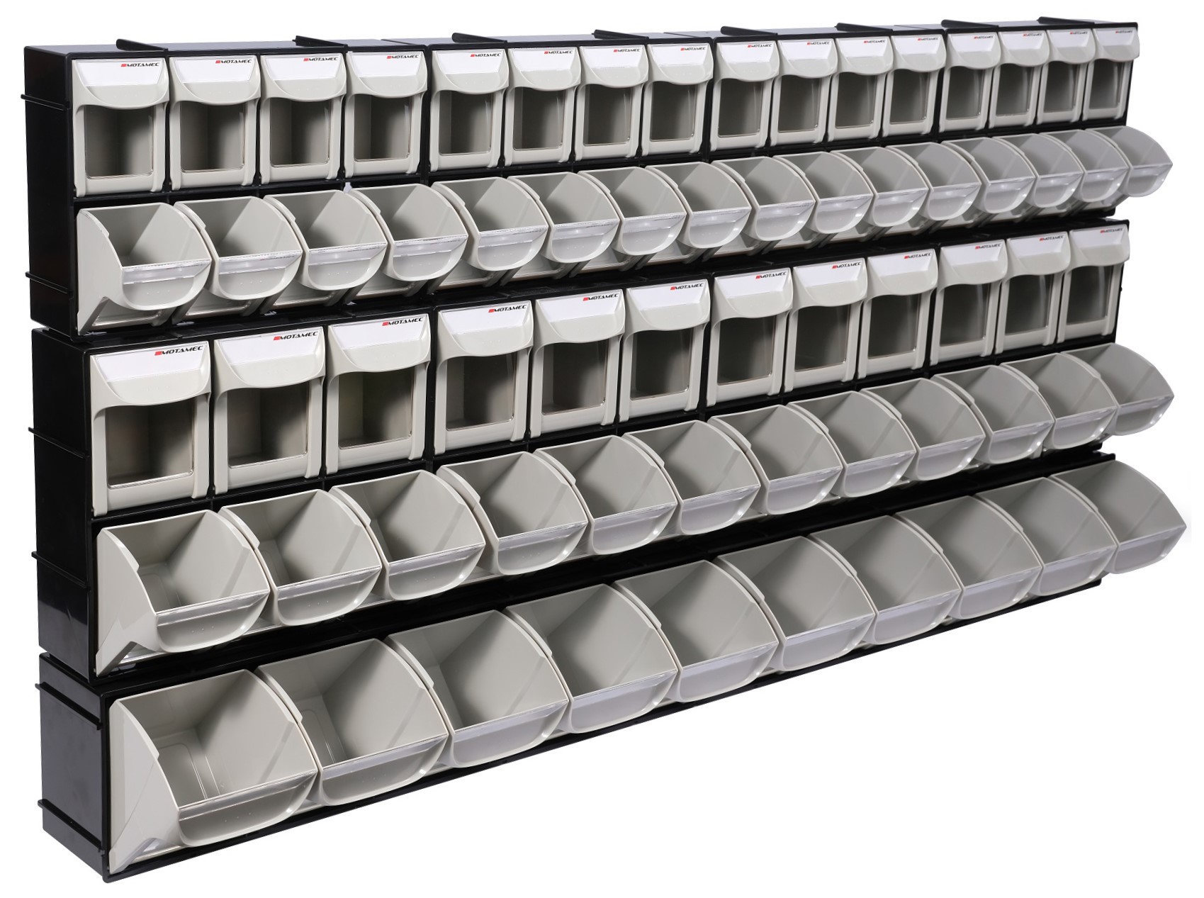 Motamec Modular Tilt Bin Parts Storage Wall Compartment 10 MIX Units