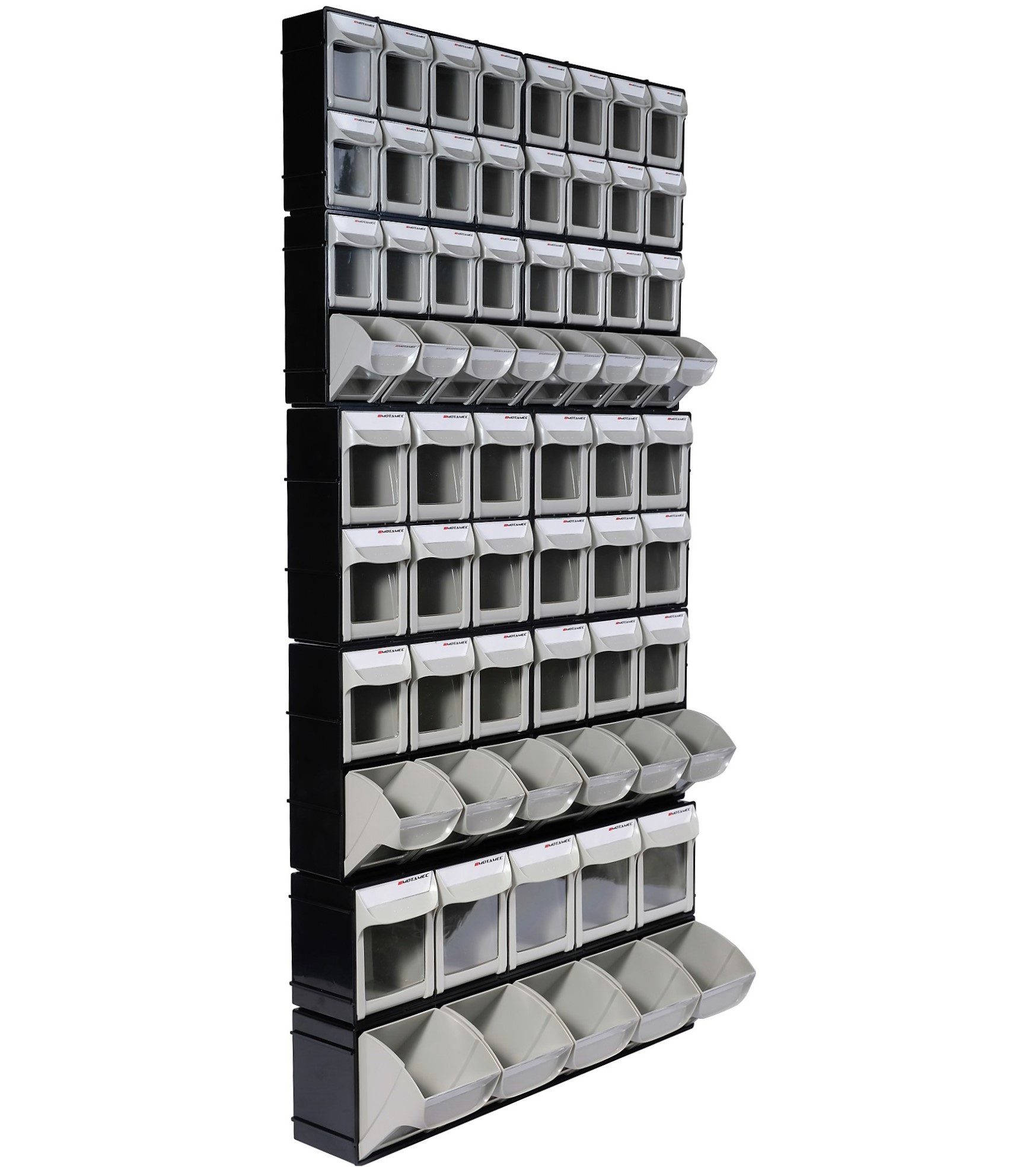 Motamec Modular Tilt Bin Parts Storage Wall Compartment 10 MIX Units