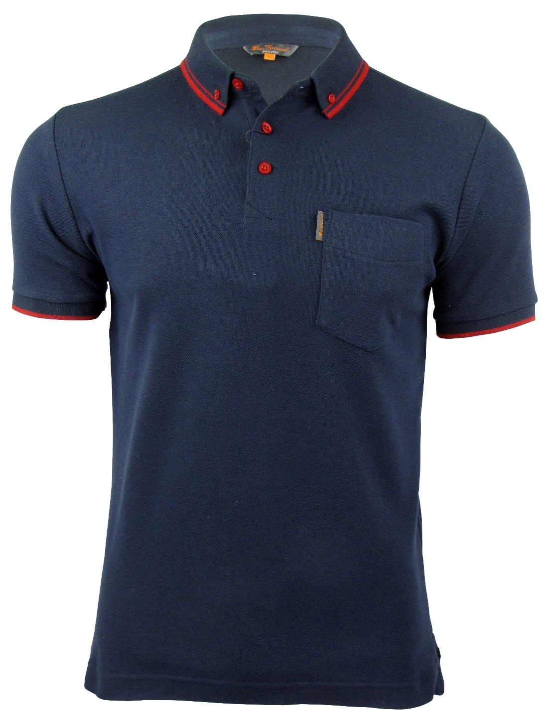 Ben Sherman Mens Polo T-Shirt Two Tone Tipped Collar Pique | eBay