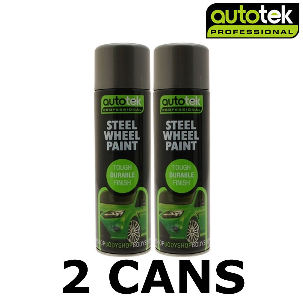 2x AUTOTEK Professional Steel Wheel Paint 500ml Spray Paint High