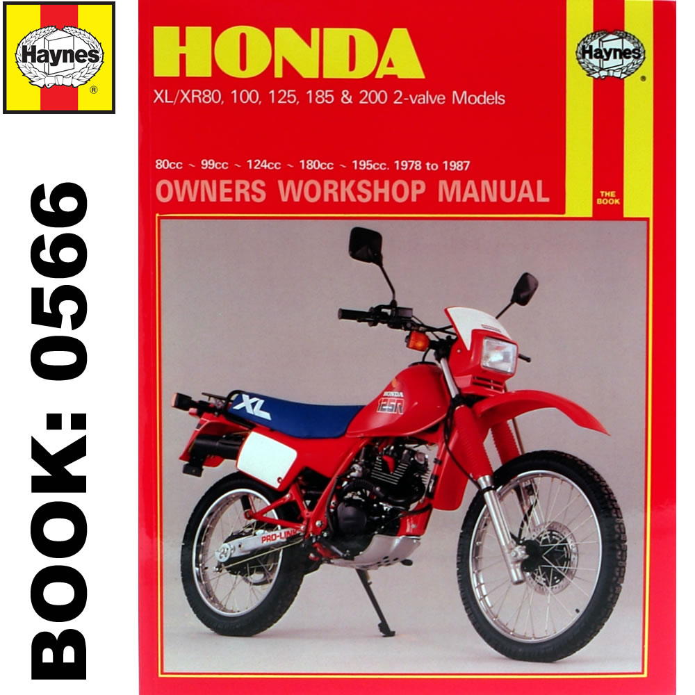 Honda XL80 XL100 XL125 XL185 XL200 + XR 2-Valve Models 1978-87 Haynes Workshop M
