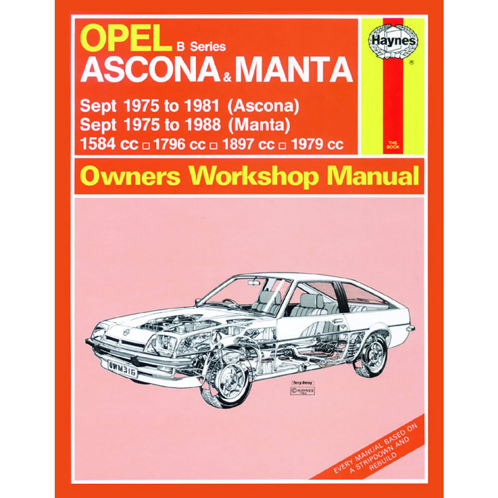 Opel Ascona Manta B Series Haynes Manual 1975-88 1.6 1.8 1.9 2.0 Petrol  Workshop