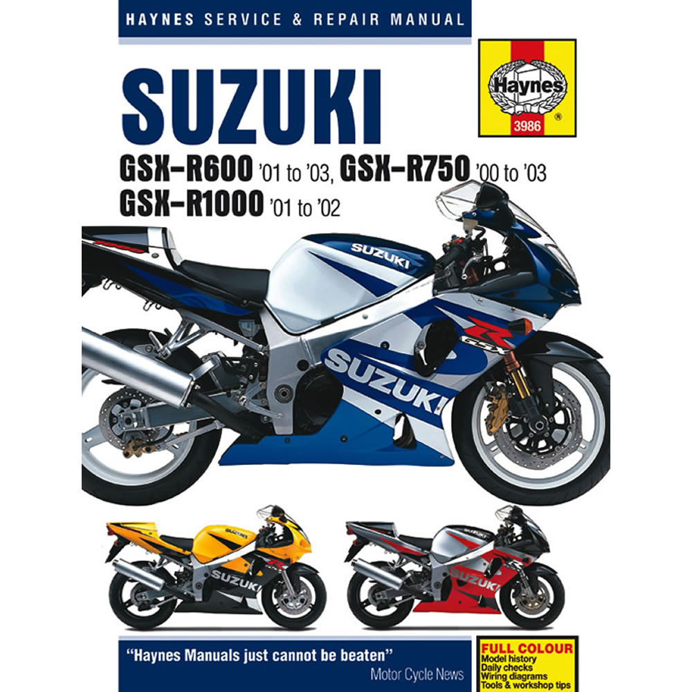Suzuki GSX-R600 01-03 GSX-R750 00-03 GSX-R1000 01-02 Haynes Workshop Manual