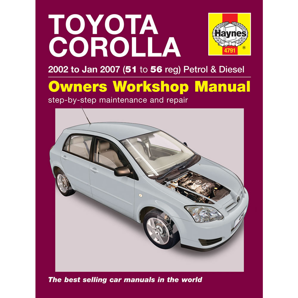 Toyota Corolla Haynes Manual 2002-07 1.4 1.6 Petrol 2.0 Diesel Workshop Manual
