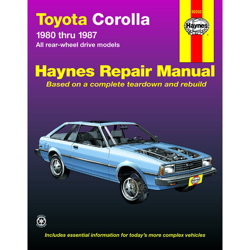 Toyota Corolla RWD Models 1980-1987 Haynes USA Workshop Manual